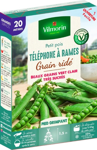 [48-003P93] Graines de pois grimpant à grain ridé téléphone à rames VILMORIN - 20m