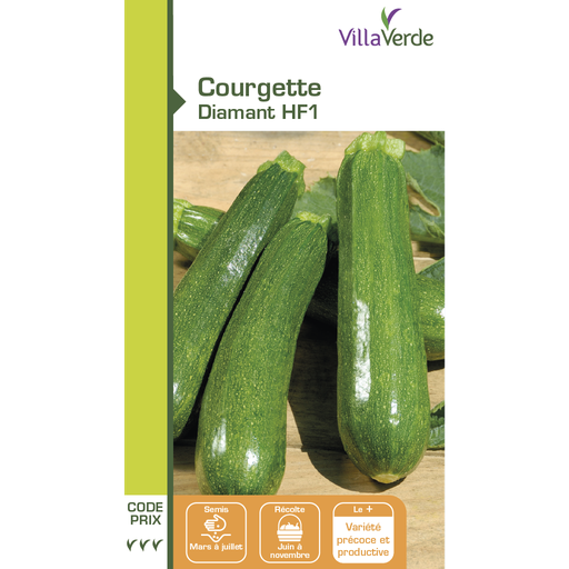 [48-001N6Q] Graines de courgette diamant hybride f1 VILLAVERDE