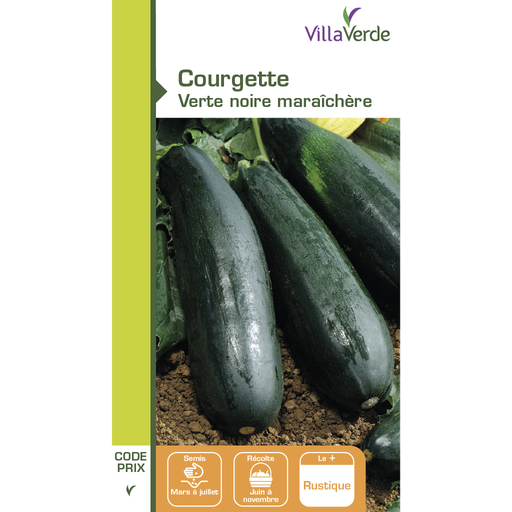 [48-001N6U] Graines de courgette verte noire maraîchère VILLAVERDE