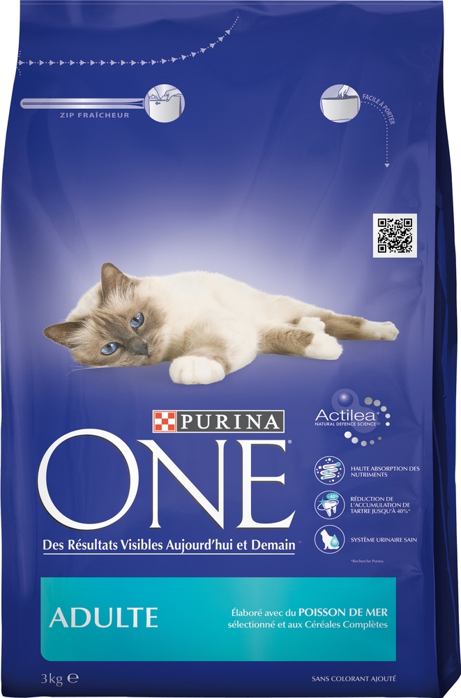 Croquettes chats adultes poisson de mer/céréales PURINA ONE - 3kg