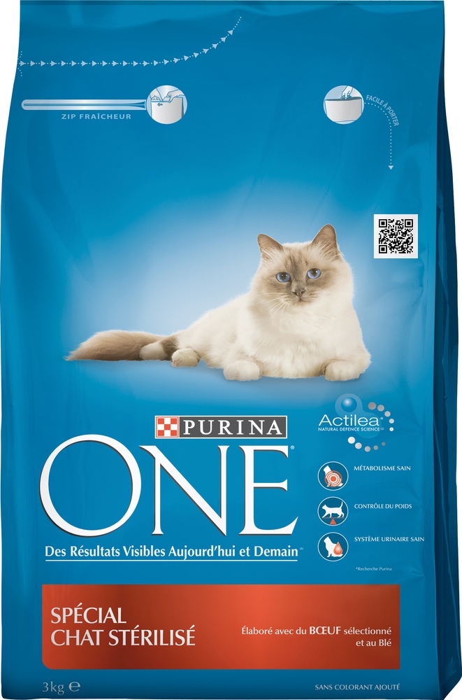 Croquettes chats stérilisés bœuf/blé PURINA ONE - 3kg