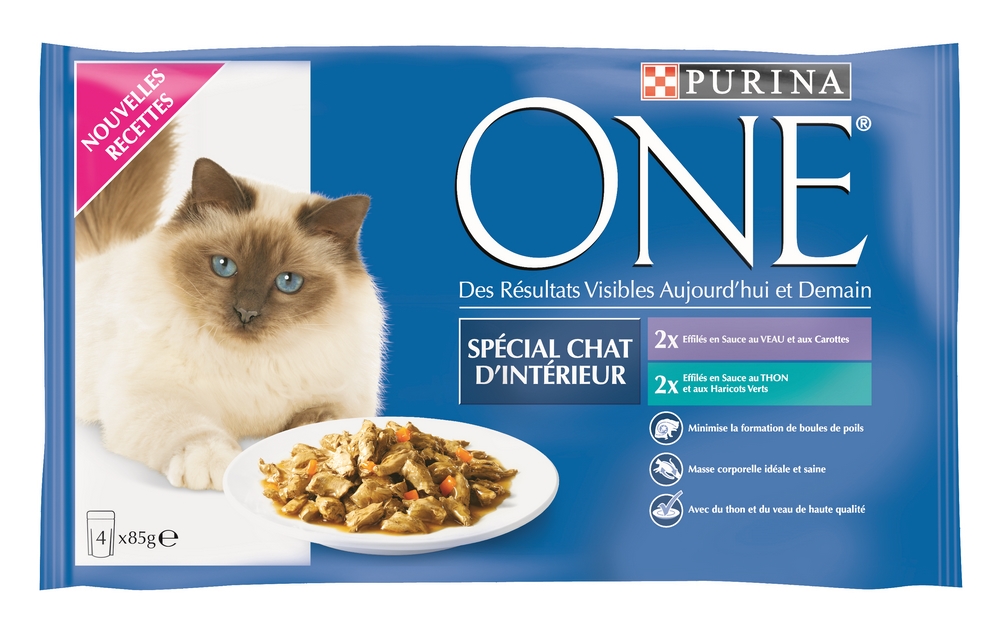 Pâtées en sauce chats adultes d'intérieur PURINA ONE - 4x85g