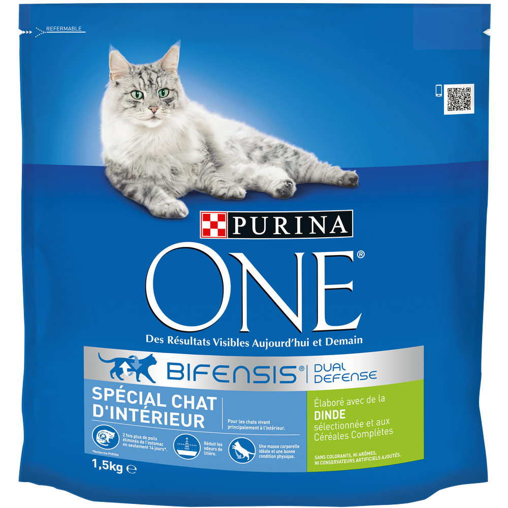 Croquettes chats adultes d'intérieur dinde PURINA ONE - 1,5 kg