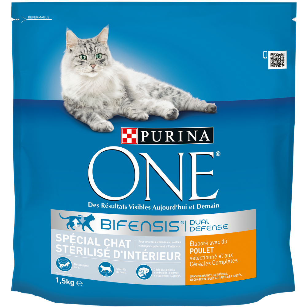 Croquettes chats stérilisés d'intérieur poulet PURINA ONE - 1,5kg