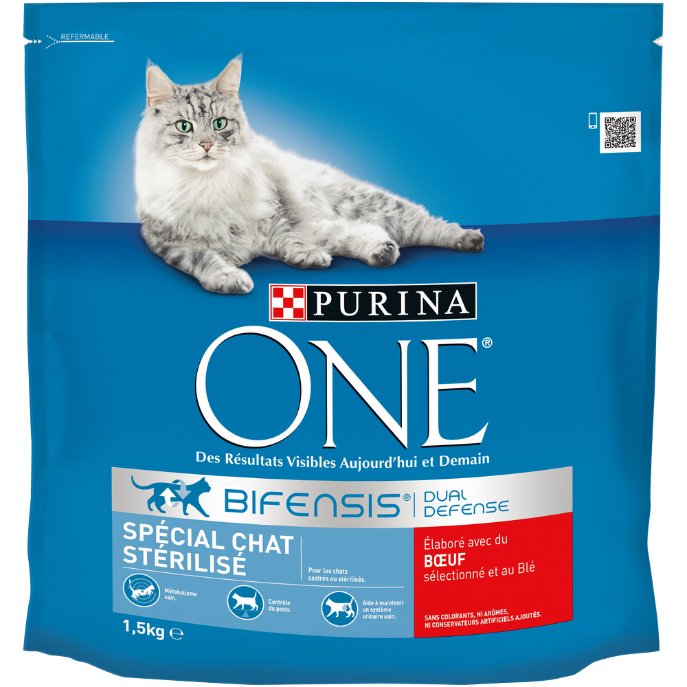 Croquettes chats stérilisés boeuf PURINA ONE - 1,5kg