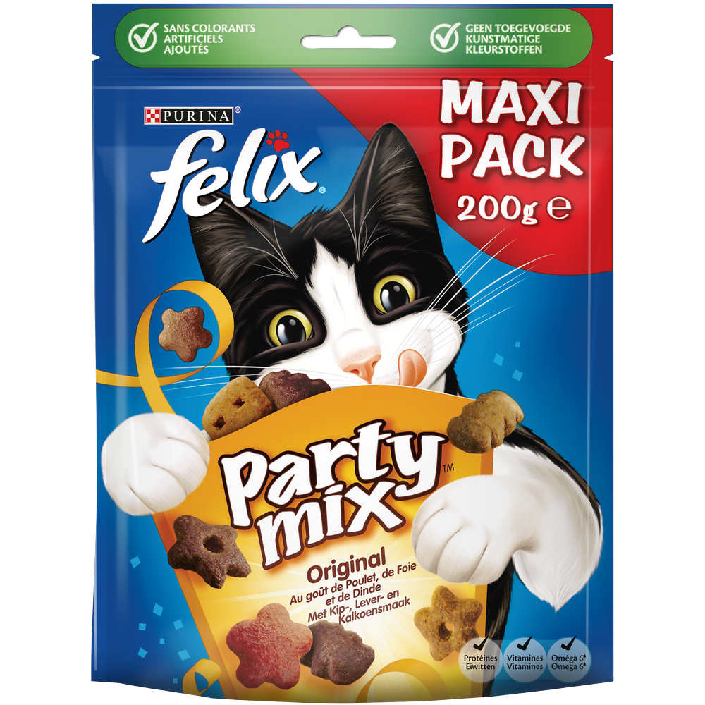 Friandises pour chat saveur poulet, foie et dinde FELIX- 200g