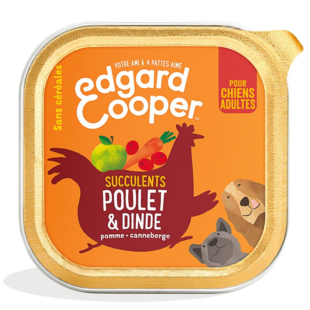 Pâtée chiens adultes poulet/dinde frais EDGARD & COOPER - 150g