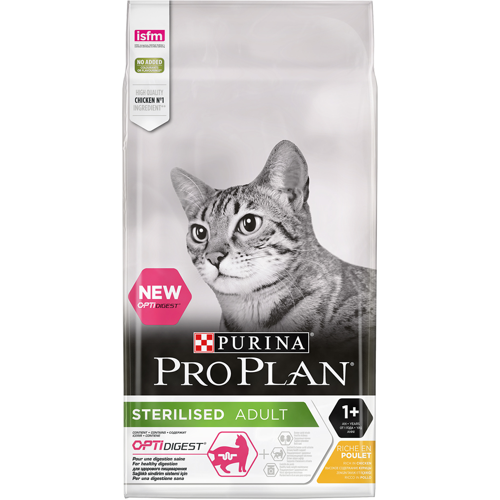 Croquettes chats adultes stérilisés optidigest poulet PURINA - 10kg