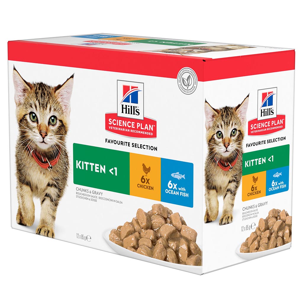 Boîte pâtées chatons mixtes poulet/poisson HILL'S - 12x85g