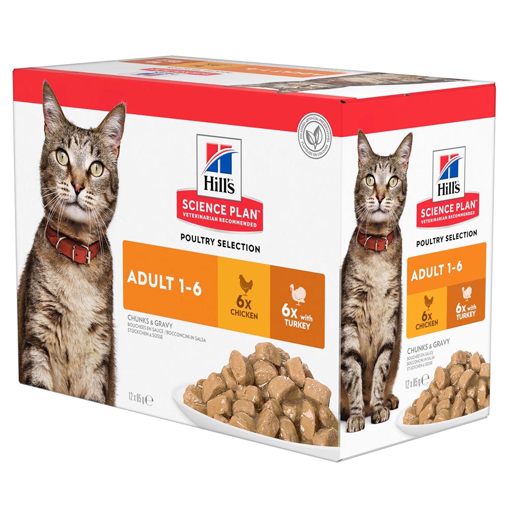 Boîte pâtées chats adultes poulet/dinde HILL'S - 12x85g