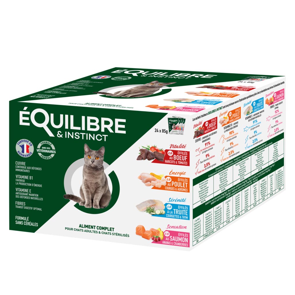 Boîte de pâtées chats adultes EQUILIBRE - 24 x 85g