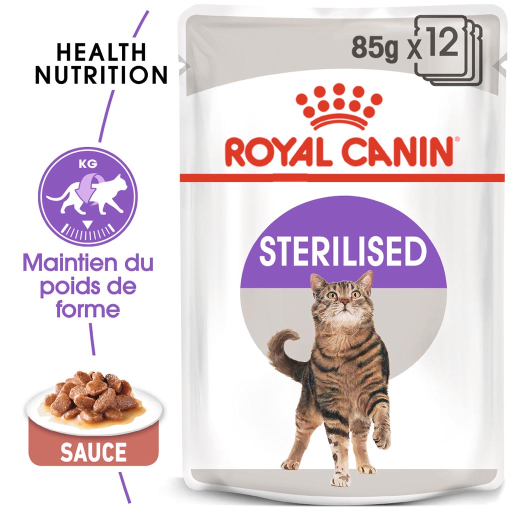 Boîte pâtées en sauce chats adultes stérilisés ROYAL CANIN - 12x85g