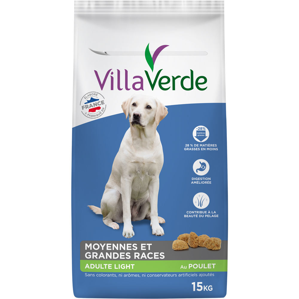 Croquettes light pour chiens adultes VILLAVERDE - 15kg