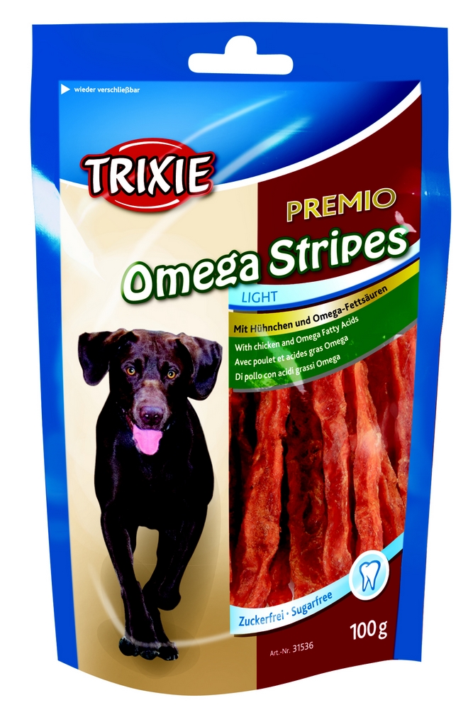 Friandises premio omega stripes au poulet TRIXIE