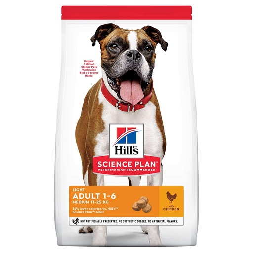 [2N-002CWO] Croquettes chiens adultes light medium poulet HILL'S - 12kg