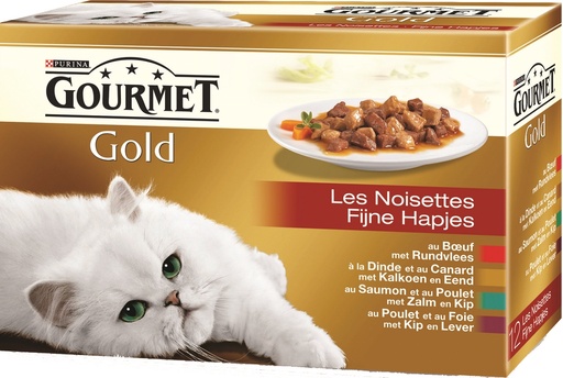 [2G-0009V4] Boîte pâtées chats adultes gourmet gold PURINA 12x85g