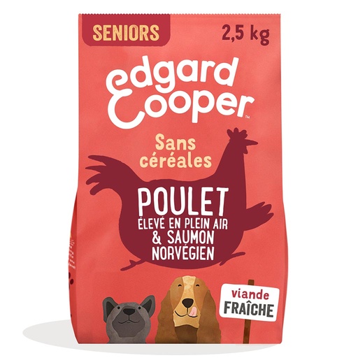 [2N-003FMI] Croquettes chiens seniors poulet/saumon EDGARD & COOPER - 2.5kg