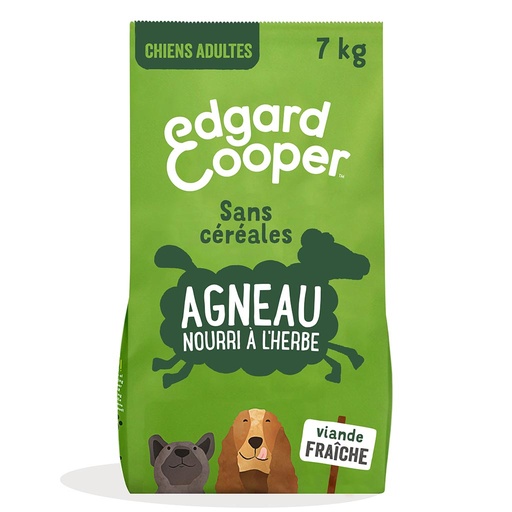 [2N-003FML] Croquettes chiens adultes agneau frais EDGARD & COOPER - 7kg