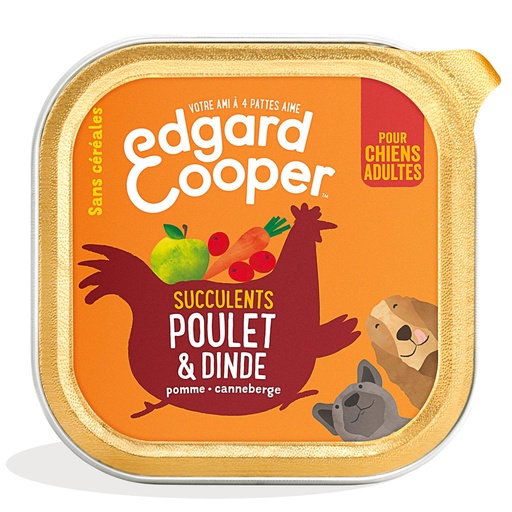 [2N-003FMX] Pâtée chiens adultes poulet/dinde frais EDGARD & COOPER - 150g