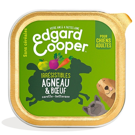 [2N-003FMY] Pâtée chiens adultes agneau/boeuf frais EDGARD & COOPER - 150g