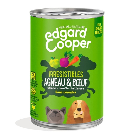 [2N-003FN7] Pâtée chiens adultes agneau/boeuf frais EDGARD & COOPER - 400g