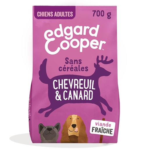 [2N-003FNN] Croquettes chiens adultes chevreuil/canard EDGARD & COOPER - 700g